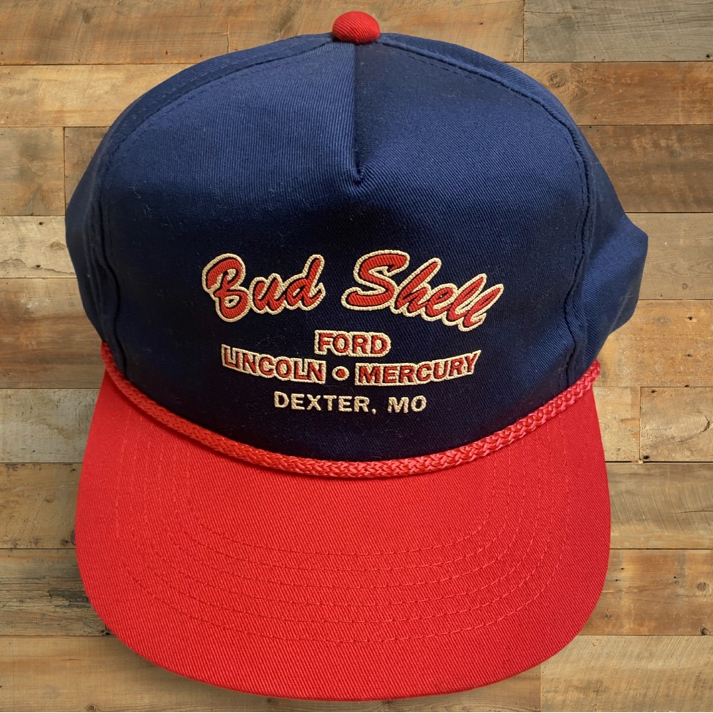 Bud Shell Car Dealership Hat Blue/Red OSFA